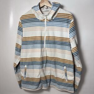 O'Neill Fleece Hoodie Pullover Lightweight Half Zip Polar Striped Beach XL
